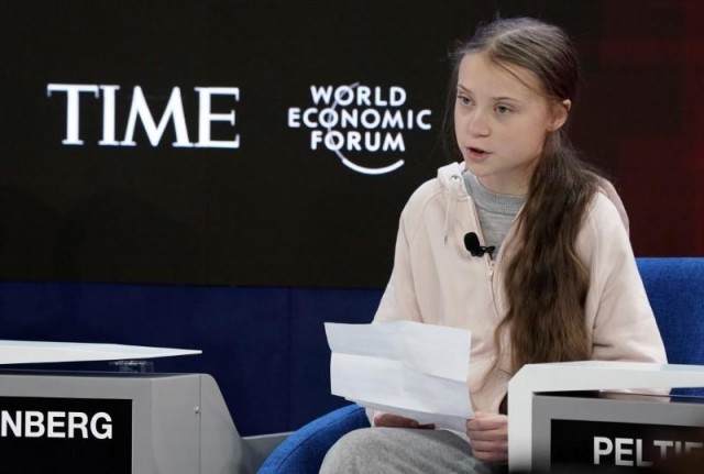 យុវតី Greta Thunberg នៅក្នុងវេទិកាសេដ្ឋកិច្ចពិភពលោក ។ រូបភាព៖ Reuters