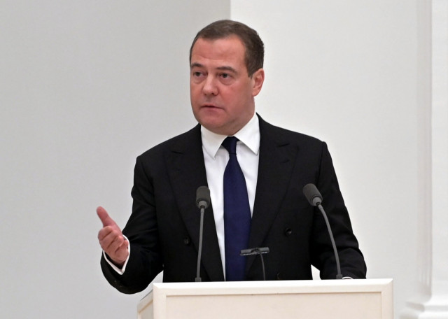 អតីតប្រធានាធិបតីរុស្ស៊ី Dmitry Medvedev ។ រូបថត AFP