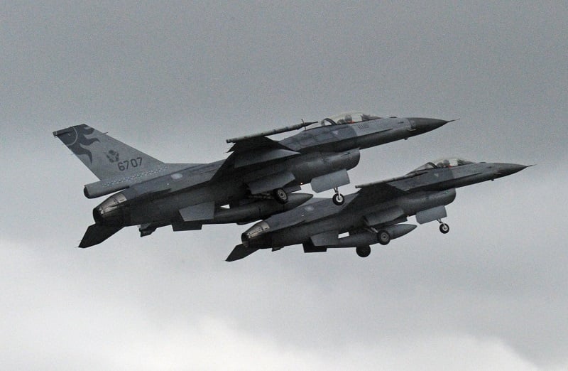 យន្តហោះចម្បាំង  F-16  របស់តៃវ៉ាន់។ រូបភាព៖ AFP