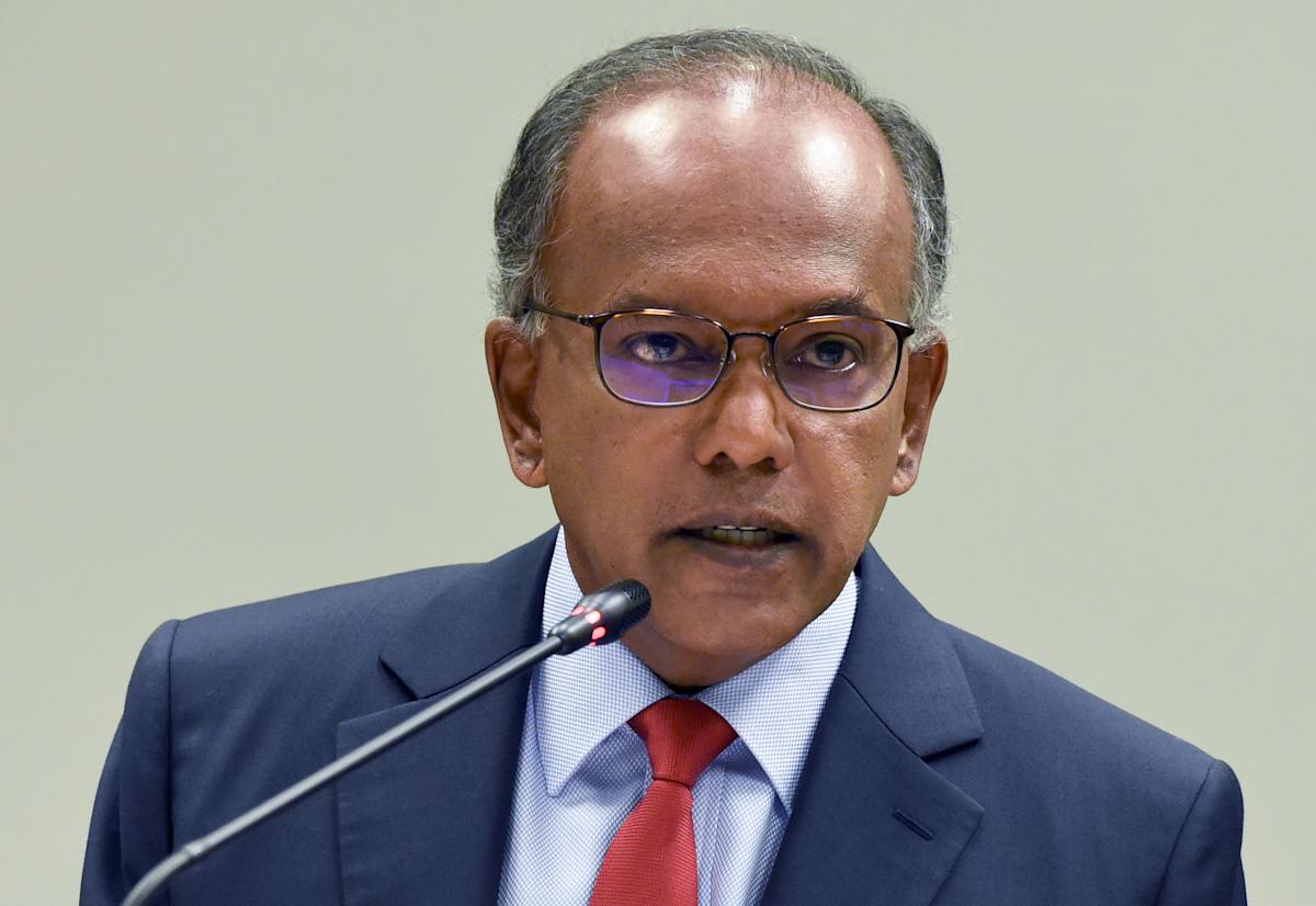 លោក K Shanmugam រដ្ឋមន្រ្តីមហាផ្ទៃ និងយុត្តិធម៌សិង្ហបុរី។ រូបភាព AFP